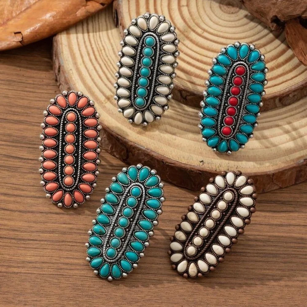 Bohemian Western Multi-Color Statement Rings